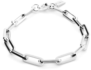 THIORA 'Island Links' Armband Silber Damen | Edelstahl Kettenarmband 19cm Anpassbar | Armkette