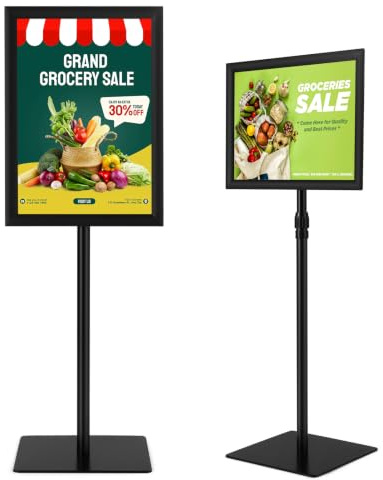 COSTWAY Infoständer A3, Informationsständer höhenverstellbar, Plakatständer, Kundenstopper, Präsentationsständer, Werbeständer, Posterständer, Aufsteller (Schwarz)