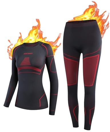 NOOYME Thermische Unterhose für Damen, Ski-Basisschichten, Thermokleidung und Leggings, schnell trocknend, Thermounterwäsche für Frauen, Thermounterwäsche-Set für Frauen