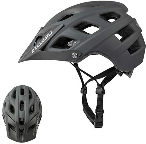 Exclusky Fahrradhelm Herren und Damen mit Visier MTB Helm Ultraleicht Windschutz Helm Retro-Helm für Trekking Rennrad Trail Helm (56-61CM)