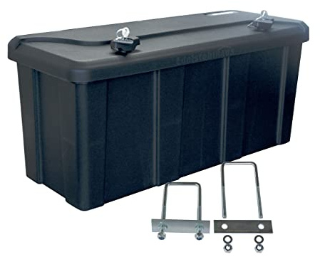 Blackit L - 750 x 300 x 355 mm + Montagesatz MON4002 Edelstahlhaus, Deichselbox mit 2 Schlösser, Werkzeugkasten für Anhänger Staukiste 50 ltr Anhängerbox, Daken B50-2