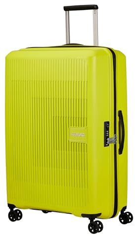 American Tourister Aerostep Spinner Check-in-Koffer, 77 cm | Gelb, erweiterbarer Weichschalenkoffer, 77H x 50W x 29D cm, 101.5/109 L, 3.6 kg, mit TSA-Schloss und Kreuz-Packgurten