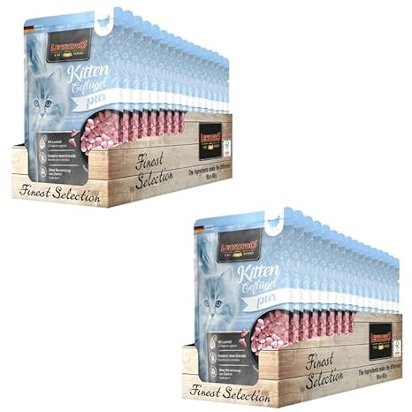 LEONARDO Katzenfutter nass Kitten Geflügel, 2X 16 Beutel à 85 g, Finest Selection, Nassfutter für Kitten ohne Zucker und Getreide, für die ersten Lebensmonate