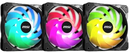 MSI MAX F12A-3 120 mm Gehäuse Lüfter (3 x 120 mm Lüfter, 3er Pack, schwarz, ARGB), A-RGB