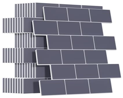 Yoillione Upgrade Dickere 3d Fliesenaufkleber Aufkleber für Bad Küche, Klebefliesen Vinyl Fliesen Selbstklebend Fliesenfolie, Grau PVC Metro Fliesen Selbstklebend Fliesendekor, 10 Stück