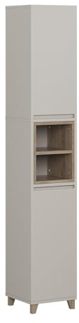 Vicco Hochschrank Elnor, Greige, 30 x 170 cm mit 2 Türen, zur Aufbewahrung von Badtextilien und kombinierbar mit Elnor