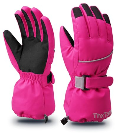 ThxToms Kinder Ski Handschuhe Winter Skihandschuhe -15℃ | Winddicht Wasserdicht Warm | Oxford Palme Verdickt Kalt Wetter | Outdoor Sports Snowboard Skifahren | für Junge Mädchen