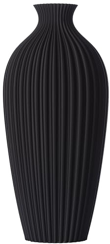 3D Vase Dekovase Saskia XL 38cm Bodenvase Schwarz Vase Pampasgras Trockenblumen