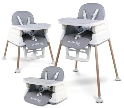 Mobiclinic® kids, Hochstuhl baby, 3-in-1, Kiara, Sitzerhöhung + spielstuhl, Klappbar, 5-punkt-gurt, Verstellbares tablett, 6-36 monate, Bis zu 15 kg, Wasserabweisendes textil