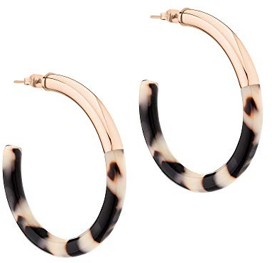 LIEBESKIND BERLIN Damen Creolen Acetat - Ohrringe aus Edelstahl - Hochwertiges Acetat gibt dem Ohrring etwas Farbe und einen Look - cool und alltagstauglich, Roségold