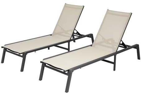VEVOR Sonnenliege, 181,44 kg Tragkraft, Klappbarer Liegestuhl aus Aluminium, 2er-Set, Gartenliege mit 5 verstellbaren Positionen, Strandliege für Outdoor, Pool, Strand, Terrasse, Patio, Rasen