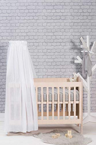 Jollein - Betthimmel Vintage White 155cm - Rosa Baldachin für Babys & Kinder - Himmel für Babybetten - Bett Schleier weiß - Schlafzimmerdekoration - Moskitonetz