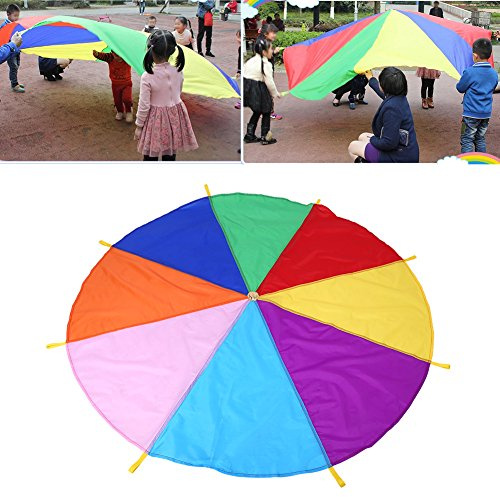 Hztyyier Schwungtuch 2M, Kinder Fallschirm Spielzeug Durchmesser Kinder Spielen Regenbogen Outdoor Teamwork Spiel Fallschirm Multicolor Spielzeug