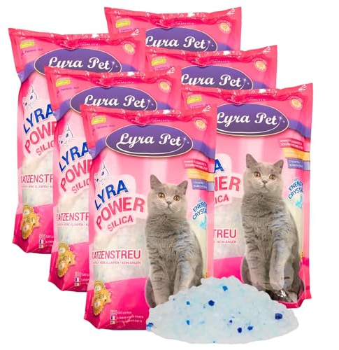 Lyra Pet® | 6 x 5 L = 30 L Lyra Power Silica Silikat Katzenstreu |100% Kieselgel | Keine Klumpenbildung | Neutralisiert den Geruch | Staubfrei & Unparfümiert | Hygienisch & Saugstark | Saubere Wohnung