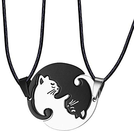 Feilok Paare Edelstahl Kette Puzzle Katze Halskette Freundschaftskette für Sie und Ihn 2 Verliebte Paar Schmuck Partnerketten für Damen Herren EIN Paar