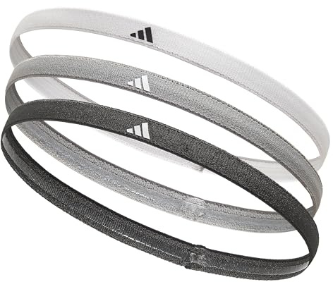 Adidas Hairbands - White, Grey, Black | Rutschfestes Lycra-Material mit Silikon-Innenseite, Einheitsgröße für Damen & Herren, ideal für Training und Fitness