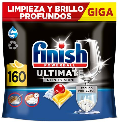 Finish Ultimate Infinity Shine Citrus Spülmaschinentabs, Geschirrspültabs für ultimative Reinigung, Fettlösekraft und Glanz mit Schutzschild, Gigapack mit 160 Tabs