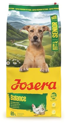 JOSERA Balance | 12,5 kg | Trockenfutter für ältere Erwachsene Hunde | Senior | Huhn & Reis | Glutenfreies Premiumfutter phosphorarm - mit wenig Fett & Protein speziell für Senioren
