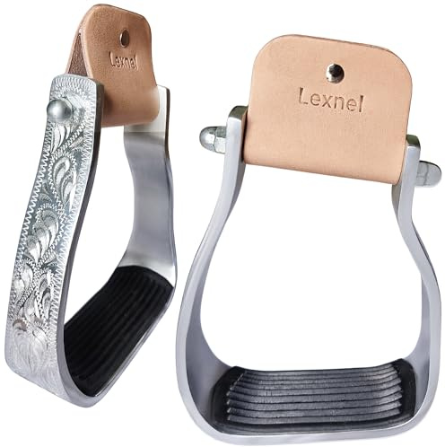 LEXNEL Western-Reitsteigbügel aus Aluminium (Silber gedreht)