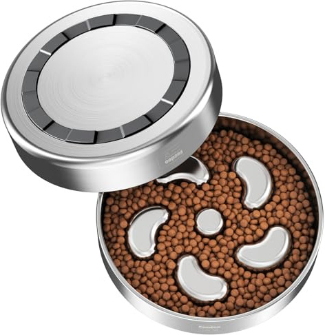 Feedoo Antischlingnapf Hunde,Doppelwandiger Edelstahl Hundenapf,480 ml | Labyrinth Design,ø 20,5 cm,Rutschfest,Dauerhaft,Slow Feeder Hund,Spülmaschinengeeignet,für Kleine und Mittelgroße Hunde