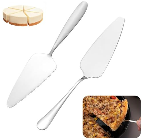 Funngy Tortenheber Kuchenschaufel,2 PCS Edelstahl Tortenheber und Kuchenheber Set mit gezacktem Tortenmesser und Tortenschaufel Ideal für Küchen Restaurants und Partys