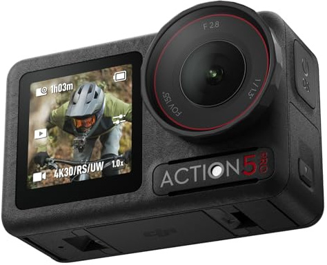 DJI Osmo Action 5 Pro Essential Combo, Action Cam 4K mit 1/1,3 Sensor, 4K/120fps Videokamera, Motivverfolgung, Stabilisierung, Kamera Dual OLED Touchscreens, Unterwasserkamera Ideal für Sport, Vlog