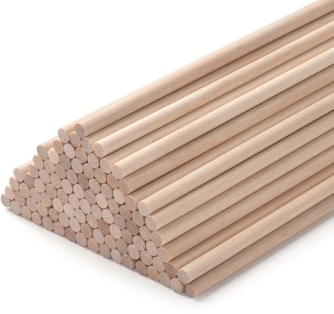 Holzstäbe zum Basteln, Holzstäbchen zum Basteln Ø 5mm Länge 15 cm, 100 Stück Rundholz Natur Bastelholz für Makramee Stöcke, Unfertige Hartholz Stäbchen für Handwerk, Tiered uchen Unterstützung