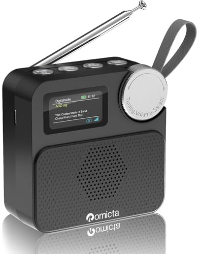 Romicta DAB/DAB+ Radio mit Bluetooth 5.0, tragbares Digitalradio mit UKW, Farbdisplay, MicroSD-Karten-Slot, Wecker & Timer, wiederaufladbar, ideal für Zuhause & unterwegs