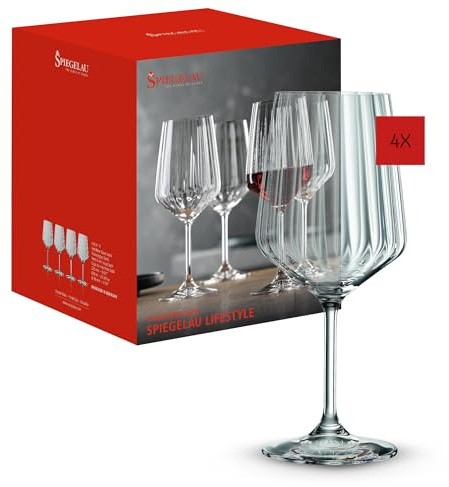 Spiegelau 4-teiliges Rotweingläser Set, 630 ml, LifeStyle, 4450171, Weingläser aus Kristallglas, Rotwein Gläser spülmaschinenfest