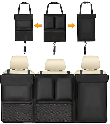 URAQT Kofferraum Organizer Auto, Aufbewahrungstasche, Kofferraumtasche Auto, Wasserdicht Multifunktionale, Teilt Kofferraum Rücksitz mit Vielen Tasche Schwarz 101CM*46CM
