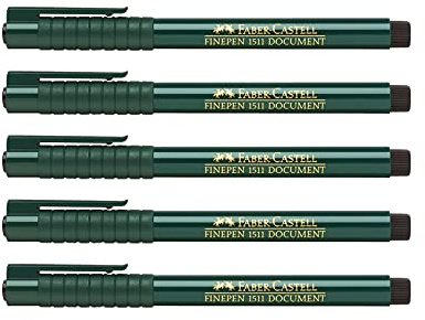 Faber-Castell 205003 - Faserschreiber Finepen 151199, 0.4 mm, schwarz, 5 Stück