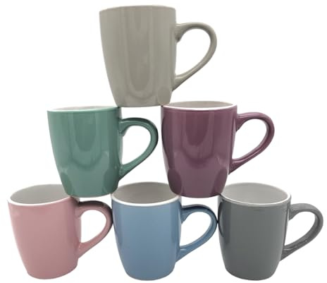 Kaffeebecher 6 Stück Bunt kleine Tassen 200ml aus Keramik Pastell Kaffee Becher klein Tasse 6er Set