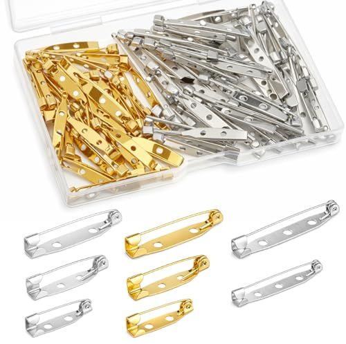 80 Stück Broschennadeln, 5 Größen Mehrzweck Anstecknadeln Gold & Silber Anstecknadeln Zum Basteln Für Schmuck Handwerk Broschenverschluss DIY Crafts, 20 Mm/25 Mm/30 Mm/35Mm/38Mm