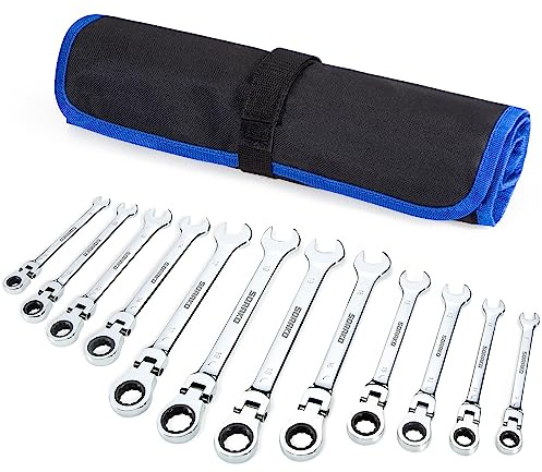 SORAKO Ringschlüssel Set 12Pcs, Ratschenschlüssel Set 8-19mm Maul-Ringschlüssel-Satz, Dual-Use Design Maulschlüssel, Rutschfest Schraubenschlüssel Set Maulschlüssel