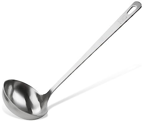 Chefkoch trifft Fackelmann Schöpflöffel – Zum Servieren und Schöpfen von Suppen und Eintöpfen, Edelstahl in mattem Look – Suppenkelle spülmaschinengeeignet
