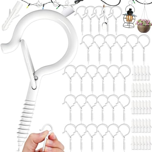 SUpoetry 30 Stück Schraubhaken, Edelstahl Hakenschrauben, Hakenschrauben | mit Sicherung,Schraubhaken mit Dehnschraube, Q-förmiger Haken für Pflanzkörbe, Vogelhäuschen