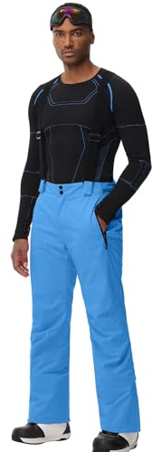 ALSOGO Herren Skihose wasserdichte Winddichte Winter Schneehose Outdoor Snowboardhose mit Abnehmbar Träger Blau XL