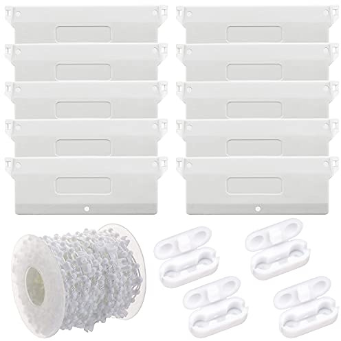 Lamellenvorhang Beschwerungsplatten 10 PCS Lamellenvorhang Ersatzteile 127mm mit 10m Kette Rollokette + 4 Kettenverbinder für Vertikaljalousie Gewichten Lamellen Vorhang Tür Fenster Zubehör Weiß