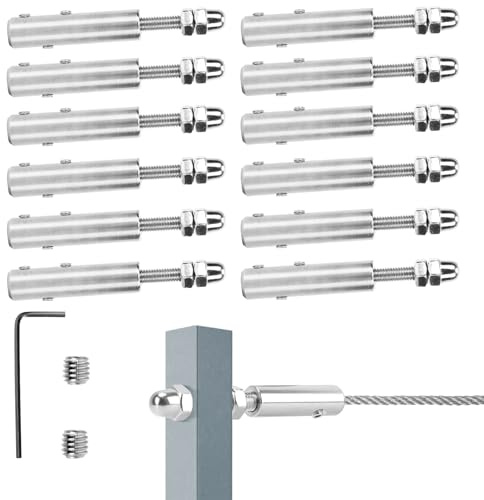 STFALI 12 stück Drahtseilterminal Schraubterminal für Drahtseil 4 mm, Drahtseil Spanner Seilspanner Edelstahl zur Befestigung Abspannung (12, 4mm)