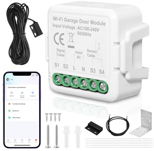 Smart WLAN Garagentoröffner, Garagentoröffner WLAN mit Tuya App-Steuerung, Kompatibel mit Alexa und Google Assistant, Kein Hub erforderlich