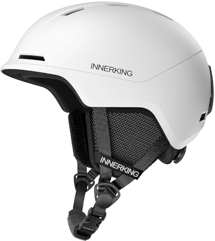 InnerKing Skihelm, leicht & verstellbar, PC-Schale mit stoßabsorbierendem EPS, 10 Belüftungen, weiches Futter, für Herren & Damen (Weiß, M(55-59cm/21.6''-23.2''))
