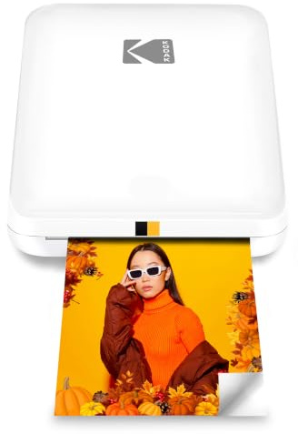 KODAK Step Slim Sofort-Smartphone-Fotodrucker - Tragbarer schlanker Farb-Mobilfotodrucker - Zink 2x3” Klebefotos - Drucken von iOS- & Android-Geräten via Bluetooth mit der Fun-App - Weiß