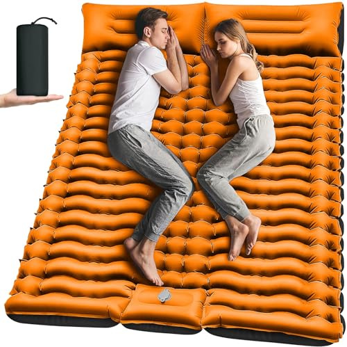 Yuzonc Isomatte mit Fußpumpe, Verdicktes Doppel Camping Matratze, Ultraleicht Luftmatratze Camping für 2 Personen Aufblasbare mit Kissen für Wandern, Zelt