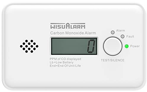 Kohlenmonoxid Melder,10 Jahre Batterie, CO Melder, Kohlenmonoxid Melder Testsieger, CO Warner mit LCD Display und Test/Silence Taste, TÜV Zertifiziert nach EN 50291 (Standalone, mit Display)