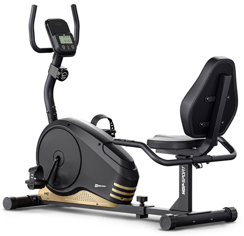 Hop-Sport Root Liegeergometer - Liegeheimtrainer mit Handpulssensoren, 9,5 kg Schwungmasse, 8 Widerstandsstufen - Sitzergometer max. Benutzergewicht 120 kg