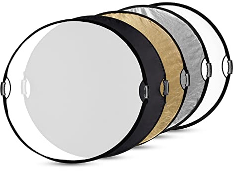 SMALLRIG 5 in 1 Reflektor 80cm 32-Zoll Lichtreflektor, mit Doppelgriff, Zusammenklappbarer Fotografie Reflektor, mit Tragetasche, durchscheinend Silber Gold Weiß und Schwarz – 4129