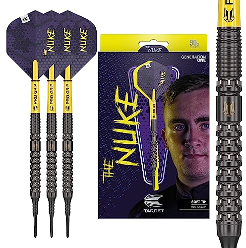 Target Darts Luke Littler Gen 1 Soft Tip Darts 90% Tungsten 19G Pixel Tip Set Player Edition Elektronisches Dart Set Pro Grip Shafts Nr 2 Flights