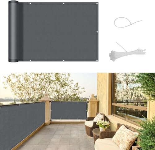 SUNNY GUARD Balkon Sichtschutz Wetterfest 90x800cm Balkonverkleidung Balkonabdeckung Balkonumspannung UV-Schutz Windschutz mit Kabelbinder,Anthrazit