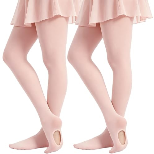 DUCMODA Ballettstrumpfhose für Mädchen | Konvertierbare Kinder-Strumpfhose mit Loch & Ohne Fuß | Weiche Elastische Tanzstrumpfhose