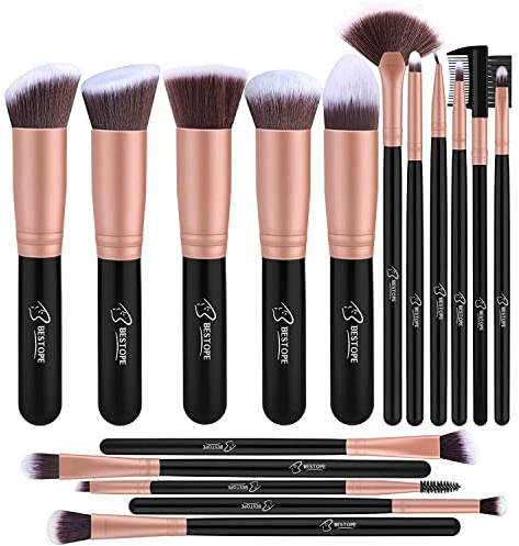 Pinselset Makeup Rosa Gold, Professionelle Make Up Pinsel Set mit Gesichtspinsel, Schminkpinsel Set mit Lidschattenpinsel Augenpinsel